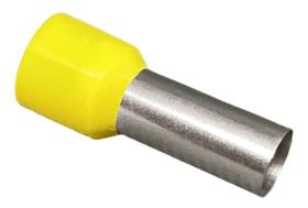 Terminal Tubular Ilhos 25mm Simples Amarelo - 100 Peças