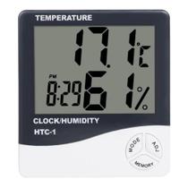 Termo higrômetro digital com medidor de temperatura relógio umidade