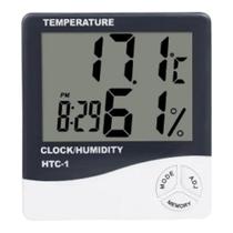 Termo higrômetro digital com medidor de temperatura relógio umidade