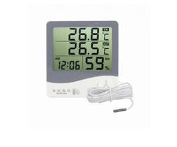 Termo-Higrômetro Digital Com Sensor Externo E Relógio - AKSO