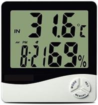 Termo higrometro digital medidor de temperatura e umidade com relogio e alarme tmt