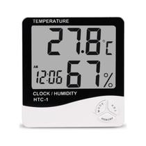Termo-Higrômetro Digital Medidor de Umidade do Ar Temperatura C/ Relógio e Despertador