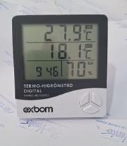 Termo-Higrômetro Digital temperatura interna e externa, umidade e relogio - Exbom
