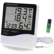Termo Higrômetro Medidor Temperatura Umidade Relógio Digital - Exbom
