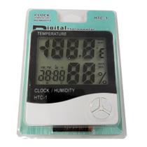 Termo Higrômetro Medidor Temperatura Umidade Relógio Digital - HTC