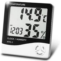 Termo Higrômetro Medidor Temperatura Umidade Relógio Digital - mabelle