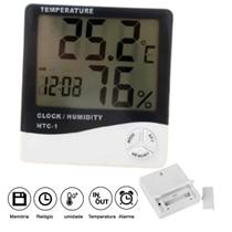 Termo Higrômetro Medidor Temperatura Umidade Relógio Digital Premium