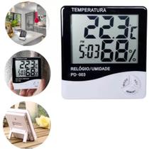 Termo Higrômetro Relógio Digital Medidor Umidade Temperatura - Cb