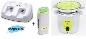 Termocera Panela Depilação 400g c/ Refil + Base Dupla c/ 1 Rollon Branco c/ Verde Limão Mega Bell