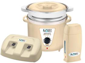 Termocera Panela Depilação 900g c/ Refil + Base Dupla c/ 1 Rollon Bege Mega Bell