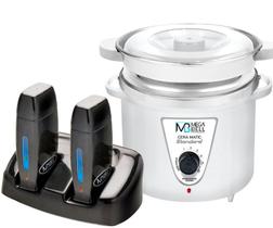 Termocera Panela Depilação 900g Toda Branca c/ Refil + Base Dupla c/ 2 Rollon Preta Mega Bell Termocera Panela Depilação 900g Toda Branca c/ Refil + Base Dupla c/ 2 Rollon Preta Mega Bell