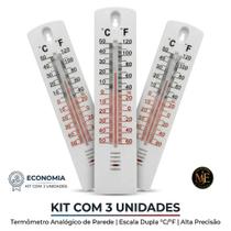 Termômetro Analógico de Parede KIT 3 UNIDADES Medidor de Temperatura Ambiente Interno e Externo Casa Escritório Estufa Termômetro Analógico de Parede KIT 3 UNIDADES Medidor de Temperatura Ambiente Interno e Externo Casa Escritório Estufa