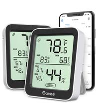 Termômetro de higrômetro Govee Bluetooth H5075 preto, pacote com 2 Termômetro de higrômetro Govee Bluetooth H5075 preto, pacote com 2