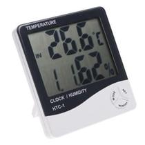 Termometro digital com relogio e umidade termo higrometro com despertador medidor de temperatura - MAKEDA