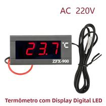Termômetro Digital LED Para Refrigerador E Freezer Com Sensor De Sonda E Display De Temperatura 220V