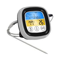 Termômetro Digital Para Carne Com Sonda, Tela LCD Touchscreen E Timer Para Churrasco, Grelhador,