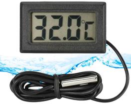 Termômetro Digital Simples LCD Cabo 1 metro e Certificado de Calibração Geladeira Freezer Chocadeira Aquário