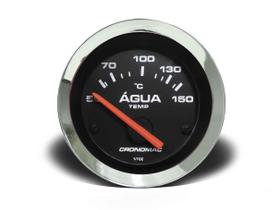 Termômetro elétrico 52mm água croma preto cronomac Termômetro elétrico 52mm água croma preto cronomac