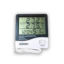 Termômetro Higrômetro Digital Função Relógio Medidor Umidade Temperatura - Exbom