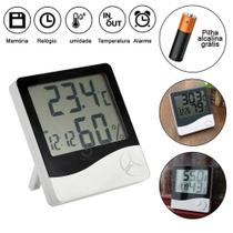 Termômetro Higrômetro Digital Relógio Medidor De Umidade do Ar
