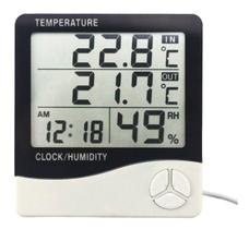 Termômetro Higrômetro Relógio Digital Medidor Interno Extern