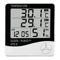 Termômetro Higrômetro Termo higrômetro Digital HTC-2 Cabo 1 Metro Temperatura Interna Externa Umidade do Ar Relógio Alarme - NICERPRO