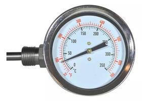 Termômetro Inox 0/350c Lateral 3 Polegadas Haste De 20cm