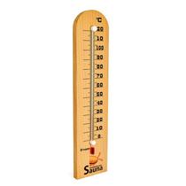 Termometro para sauna em madeira tratada clara.