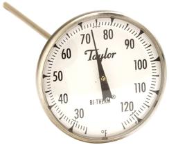 Termômetro Taylor Bi-Therm de grau superior bimetálico 25-125C