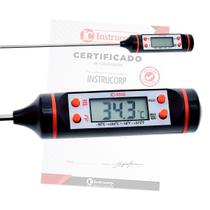 Termômetro Tipo Espeto com Certificado de Calibração Rastreável para Uso Culinário Medir Temperatura Óleo Instrucorp IC2010