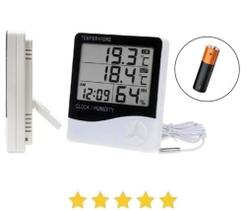 Termômetro Umidade Ar Sonda Mede Temperatura data Interna Externa ar condicionado Frigobar Clinica