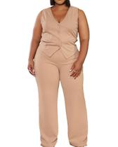 Terninho CXXQ Plus Size para mulheres, elegante, casual, cáqui
