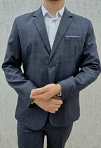 Terno Azul Marinho Xadrez Poliviscose Com Fivela Ajuste Na Calça Mais Capa de Zíper Paletó mais Calça Terno Azul Marinho Xadrez Poliviscose Com Fivela Ajuste Na Calça Mais Capa de Zíper Paletó mais Calça