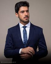 Terno/Costume Microfibra Xadrez - Azul Marinho