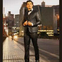 Terno/Costume Slim Fit Poliviscose - Preto Acetinado Terno/Costume Slim Fit Poliviscose - Preto Acetinado