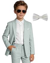 Terno de linho Trasign Kids tamanho 12 verde menta para meninos