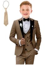 Terno de smoking Tesscy Boys, roupa de casamento formal, cáqui, tamanho 2T