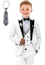 Terno de smoking Tesscy Boys, roupa de casamento formal, tamanho 3T, 5 peças