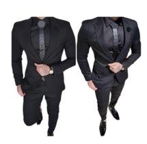 Terno Executivo Slim Corte Italiano De Luxo (calça E Blazer) Nº 50 GG Preto - Shopping do Terno