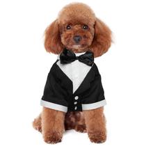 Terno formal Dog Tuxedo Kuoser com gravata borboleta preta M