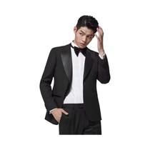 Terno Formal Masculino Slim Fit Preto 2 Peças Com Jaqueta Esportiva Para Festas, Dança, Negócios E