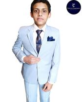 Terno Infantil Cinza Slim Fit Microfibra Corte Italiano - Elegância e Conforto