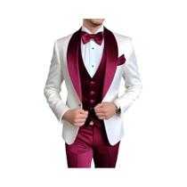 Terno Masculino De 3 Peças Personalizado Com Gravata E Lapela Para Casamento, Traje Formal Para