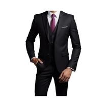 Terno Masculino Estilo Britânico Em Cor Sólida, Blazer, Colete E Calças, Elegante Para Casamentos E