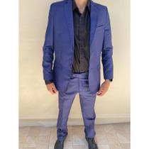 Terno Masculino Fio Indiano Príncipe de Gales Azul Space Detalhado