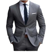 Terno Masculino Italiano Cinza Escuro Premium