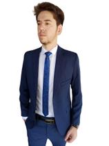 Terno Masculino Microfibra Azul Melange Lançamento 44