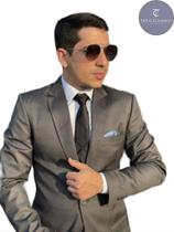 Terno Masculino Slim Fit Chumbo Príncipe de Gales T&C