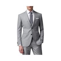 Terno Masculino Slim Fit Cinza Claro De 2 Peças: Jaqueta E Calça Para Negócios E Eventos Formais Terno Masculino Slim Fit Cinza Claro De 2 Peças: Jaqueta E Calça Para Negócios E Eventos Formais