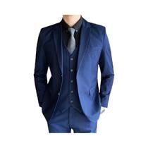 Terno Masculino Slim Fit Estilo Britânico Formal Para Casamento S-8XL Blazer Colete Calças Casual